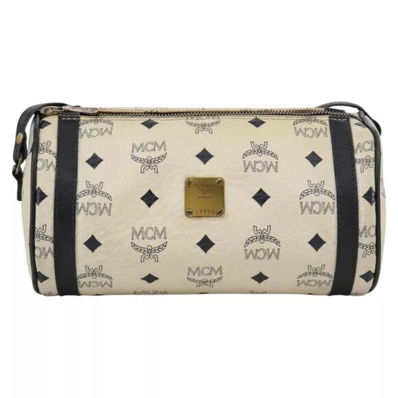 MCM Vicetos Logogram Shoulder Bag PVC Leather White Auth - Picture 13 of 16